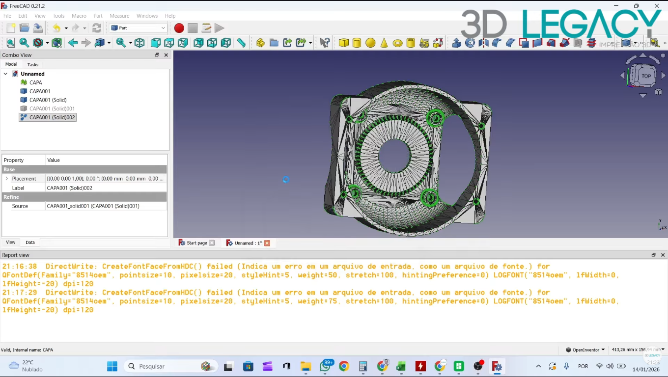 Tela FreeCAD